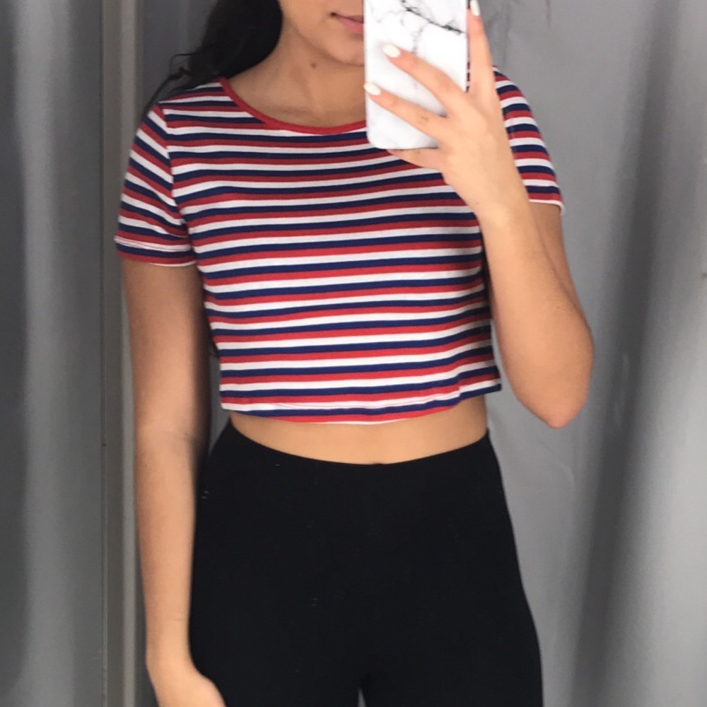 NWT Striped Crop Top